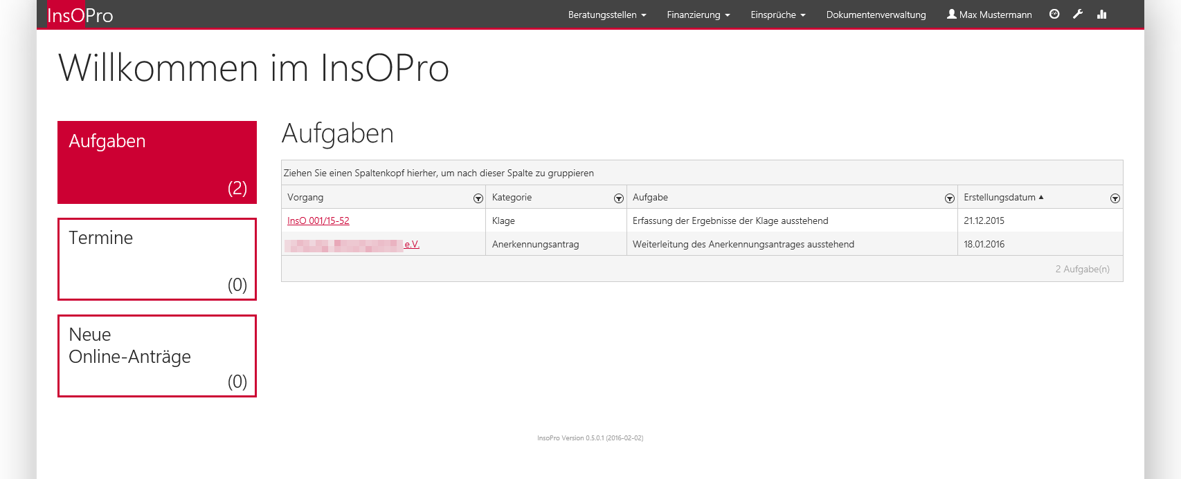 Screenshot Referenz Softwareentwicklung LASV Verwaltungsportal